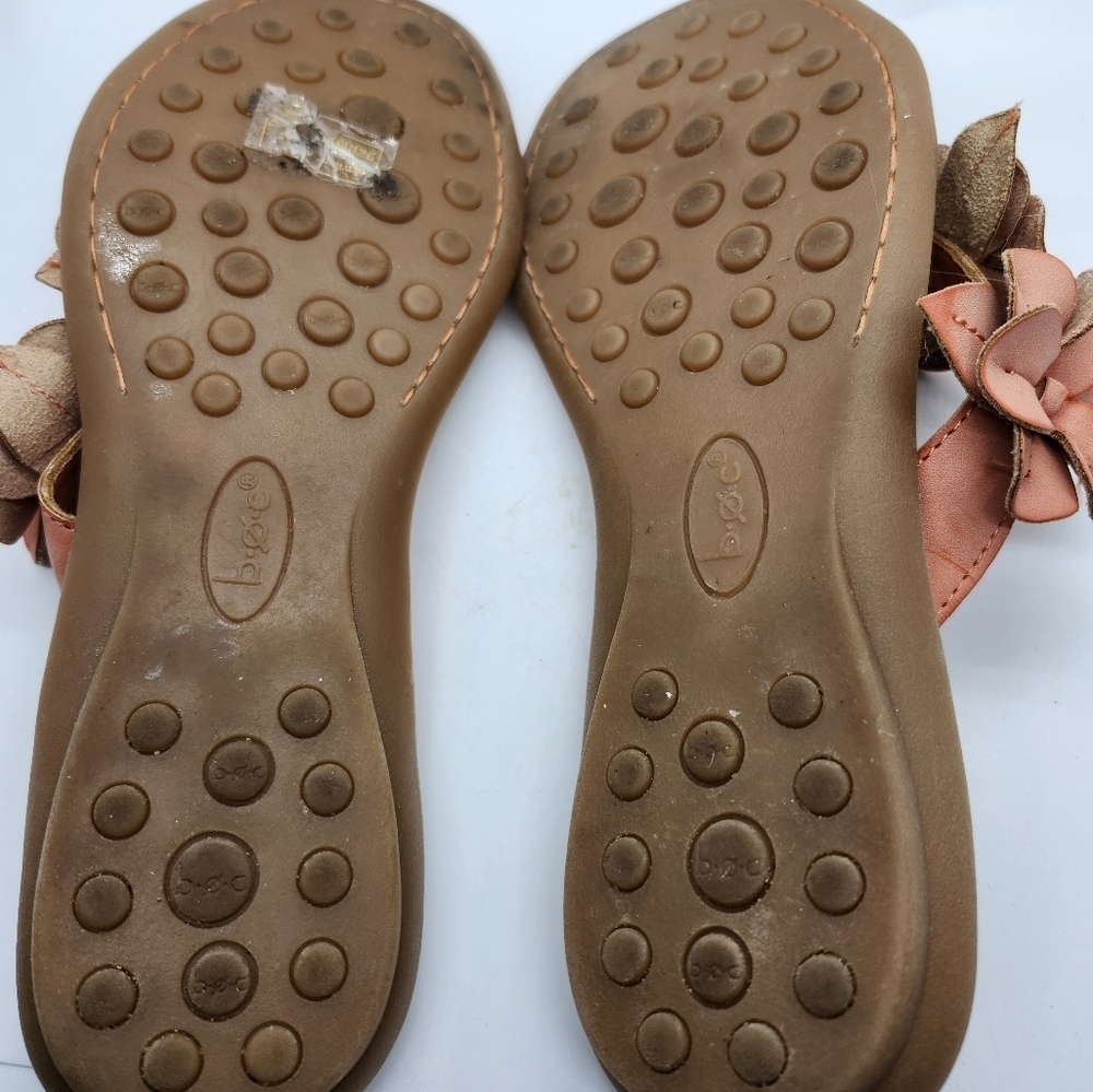 b.o.c  Born Womens Thong Sandals‎ 8M Orange Vegan Leather Flower Flip Flop Slide - Picture 7 of 8